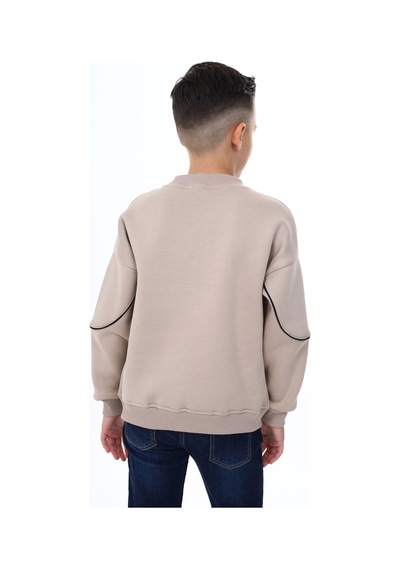 Toontoy Kids Toontoy Erkek Çocuk Relax Fit Bisiklet Yaka Parçalı Baskılı Sweatshirt - Cep Detaylı & 2 İplik Bej Toontoy Kids Toontoy Erkek Çocuk Relax Fit Bisiklet Yaka Parçalı Baskılı Sweatshirt - Cep Detaylı & 2 İplik Bej