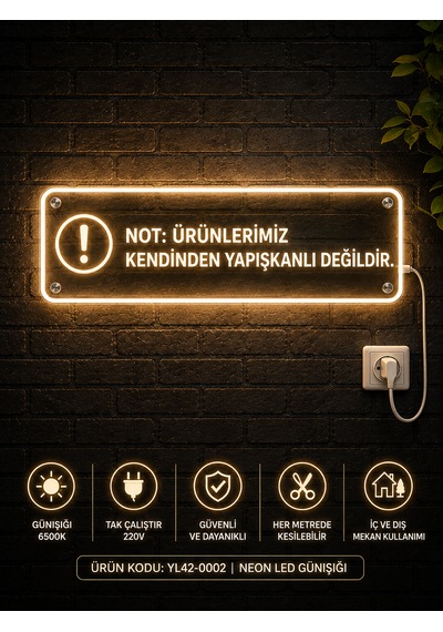 2 Metre 220volt Tak Çalıştır Gün Işığı Yüksek Performanslı 3200k Neon Led Fişli Trafo Gerektirmez Esnek Led Günışığı 3000-3200K