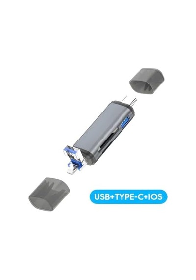 Ads-28 6ın1 Otg Card Reader- Lightning , Iphone& Ipad İçin, Usb 3.0 To Type C Sd/tf Kart Okuyucu