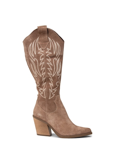 Deery Kadın Hakiki Süet Vizon Renkli Western Çizme - Z1614zvznc01 Vizon