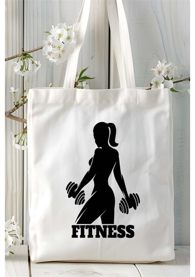 Art Hediye Fitness Baskılı Bez Çanta Kişiye Özel Model 13 Çok Renkli