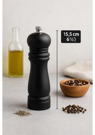 Ahşap Tuz Ve Karabiber Öğütücü 15.5 Cm Siyah Bambu Baharat Değirmeni Ayarlanabilir Seramik Öğütücü Mekanizma Şık Ve Dayanıklı Mutfak Aksesuarı Çok Renkli
