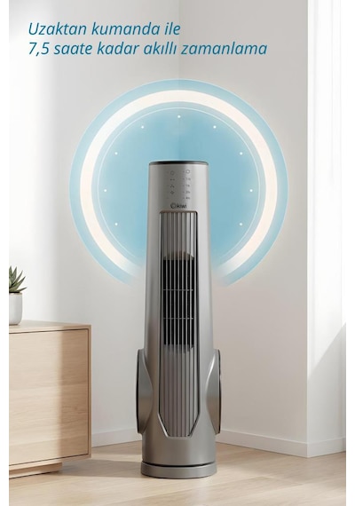 Kiwi Kfan-7693 Kule Tipi Vantilatör Lcd Ekran & 75 Cm & 3 Kademe & Kumandalı & 7.5 Saat Zamanlayıcı