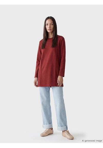 Lcwaıkıkı Classic Bordo Bisiklet Yaka Kadın Sweatshirt Tunik