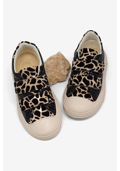 Tonny Black Çoçuk Sim Detaylı Cırtlı Rahat Kalıp Sneaker Çocuk Unisex Siyah Leopar Sneaker Tbarz1035 Siyah - Sarı