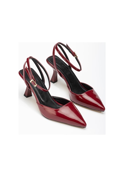 St-004 Bordo Rugan Günlük 7 Cm Topuklu Bayan Ayakkabı Bordo