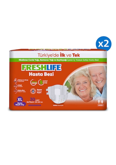 Freshlife 2'li Xlarge Bel Bantlı Yetişkin Hasta Bezi 30X2 (60 Adet)