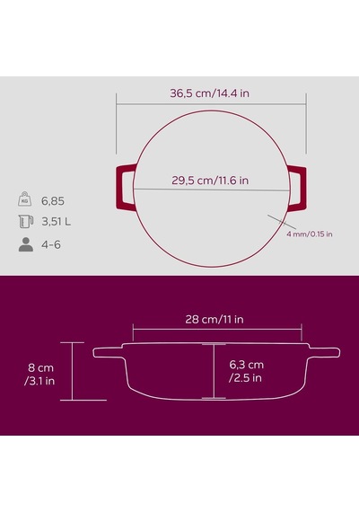 Metal Premium Serisi - Döküm Çok Amaçlı Tencere, Yuvarlak, 28 Cm, Majolik Mor Belirtilmemiş