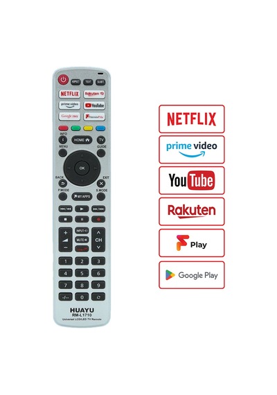 Huayu Rm-l1710 Unıversal Netflıx-prıme Vıdeo-youtube-rakuten Tv-google Play Tuşlu Lcd Led Tv Kumandası