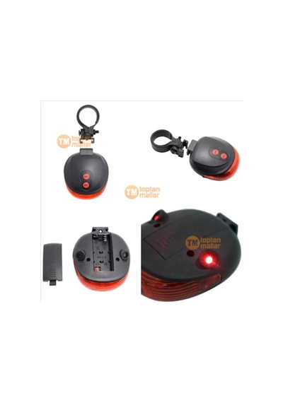 7 Fonksiyonlu Güvenlik Şeritli Bisiklet Lazer Led Stop Lambası Kırmızı - 35577668 Kırmızı