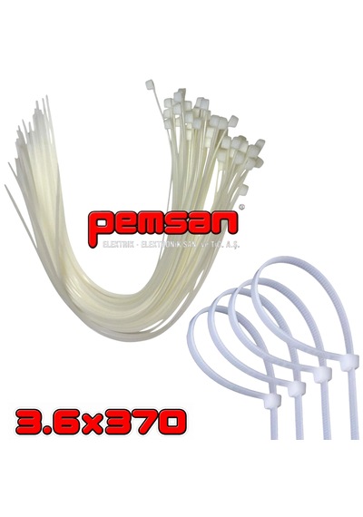 Pemsan 3.6x370 Mm Beyaz Plastik Kablo Bağı Pemsan 100 Lü Paket 3.6 X 370mm - Beyaz