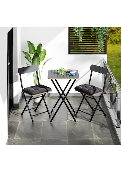 Bistro Takım Minderli Bahçe Masa Sandalye Füme 1402