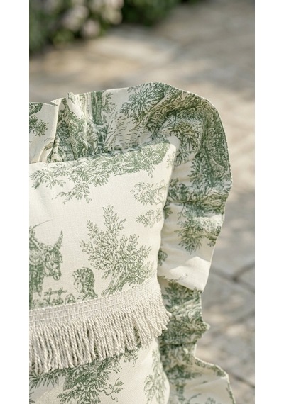 Toile Verde Ruffle Yastık Çok Renkli