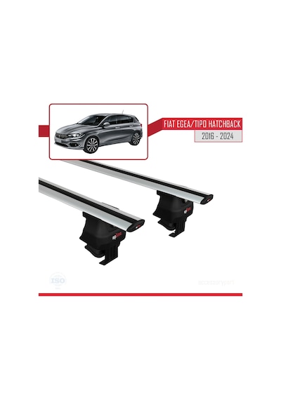 Fiat Egea / Tipo Hatchback 2016 Ve Sonrası İle Uyumlu Ace-4 Ara Atkı Tavan Barı Gri