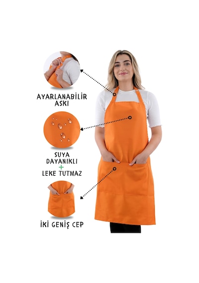 Sevilya Simple Ayar Askılı Mutfak Önlüğü Turuncu
