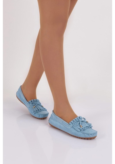 Dgn K118 Kadin Püskül Detayli Loafer Ayakkabi K118-1774-R6111 Bebe Mavi