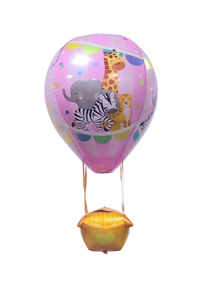 22 İnç Pembe Renk Safari Uçan Balon Temalı Folyo Balon 88-28 Cm Pembe