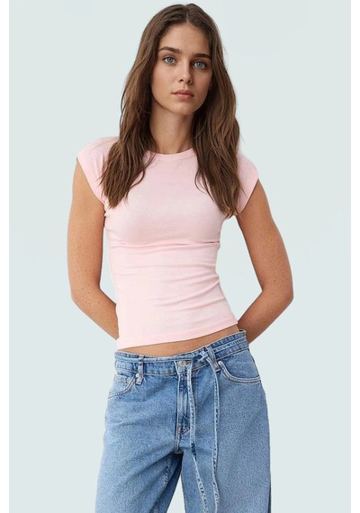 Ersefa Yazlık Kolsuz Fitted Bluz %98 Viskoz %2 Elastan Nefes Alan Kumaş Açık Pembe