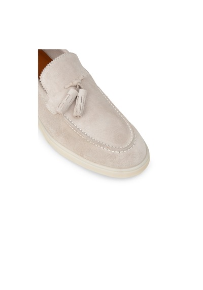 Deery Erkek Hakiki Süet Bej Püsküllü Loafer - 02027mbejc01