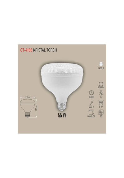 Ct-4155 Kristal Torch Ampul Beyaz Işık 6400k 55w 10 Adet