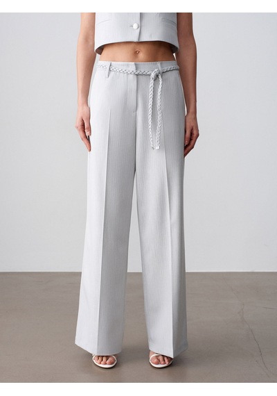 Dilvin 72688 Örgü Kemerli Pantolon-gri