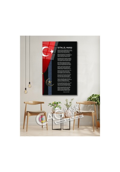 İstiklal Marşı Mehmet Akif Ersoy Cam Tablo Modern Ev Ofis Salon Duvar Oda Dekoru Hediyelik Modern Dekorasyon Temalı Dekoratif Duvar Tablosu, Salon, Ev Ve Ofis Dekoru,