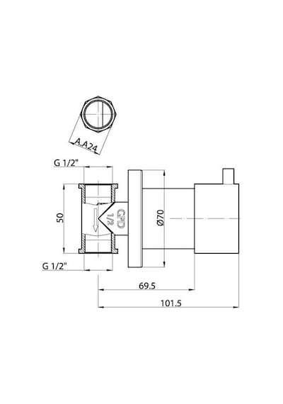 Aak71-A 1/2" Espina Ankastre Ara Kesme Valfi Büyük Volan Altın