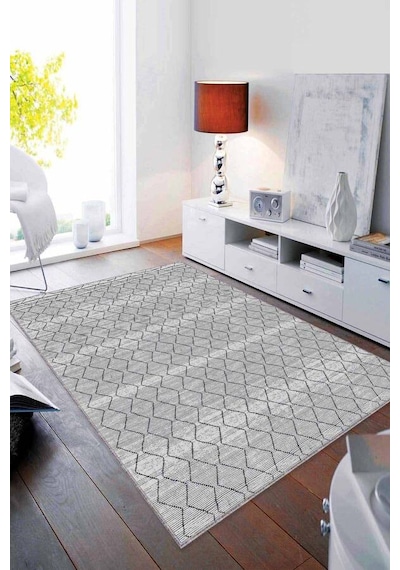 Gri Sade Desensiz Kaymaz Tabanlı Dekoratif Halı Rv191n11
