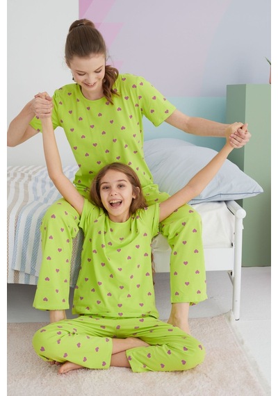 Siyah İnci Pamuklu Örme Pijama Takım 24117032 Çok Renkli