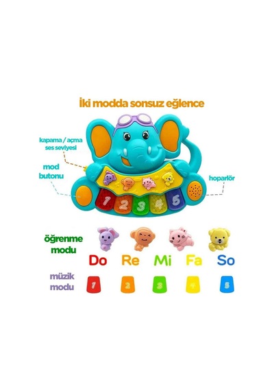 Minibo Sesli Ve Işıklı Piyanolu Fil