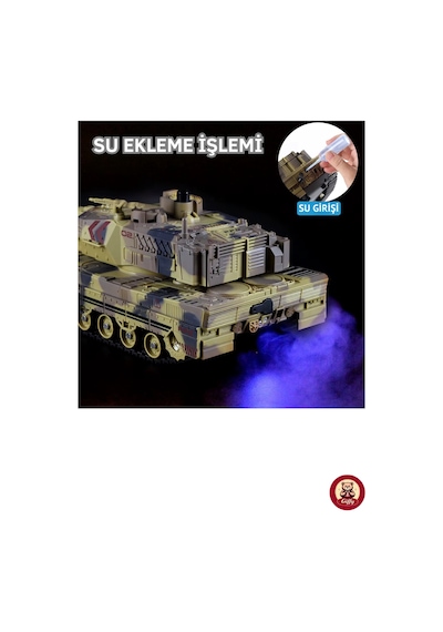 Oyuncak 2.4 Uzaktan Kumandalı Su Bombası Atan Tank Buharlı 1200 Şarjlı Sesli Gövdesi 360 Hareketli Gövde Yeşil