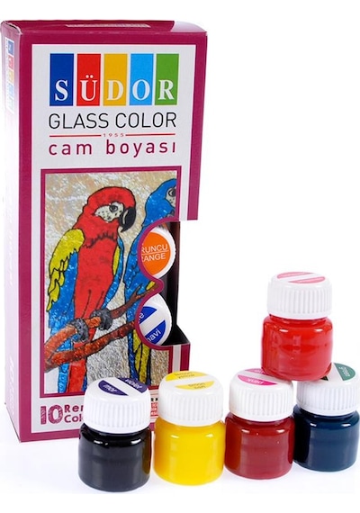 Cam Boyası 10 Renk 15 ML 1 Paket Cam Vitray Boyası Vitray Boya Seti 10 lu Çok Renkli