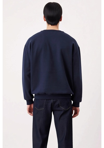 Benerly Erkek Bisiklet Yaka Düşük Kol Uzun Kol Sweatshirt Fonksiyonel Day Lacivert