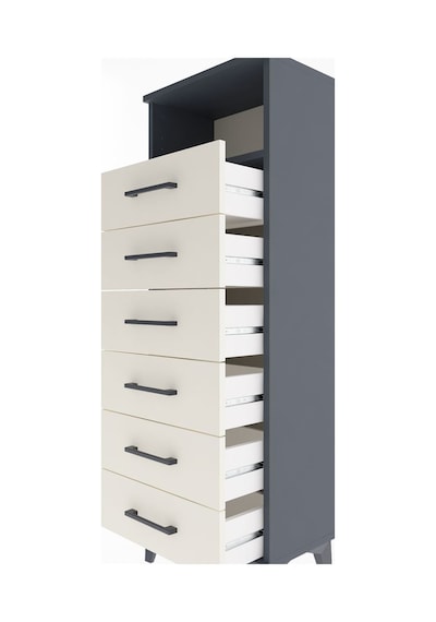 Arges Dolap Tek Raflı 6 Çekmeceli 44x30x134 Antrasit-aytaşı Antrasit