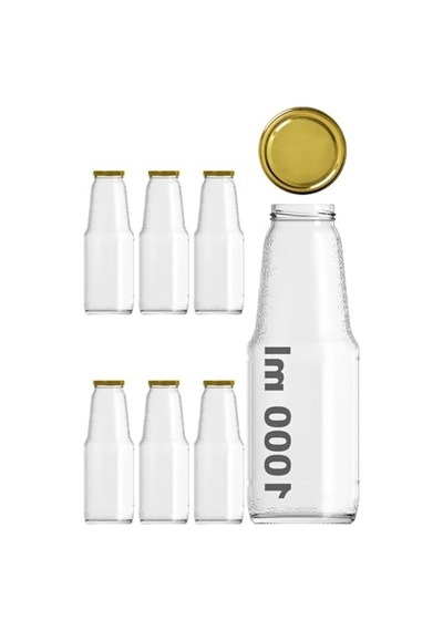 Şeffaf Meyve Suyu Şişesi, 1000 Ml Kapasite İle Metal Kapaklı 2.8 L