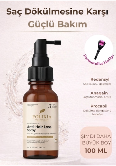 Folixia Anti-Hair Loss Yoğun Saç Bakım Spreyi 100 ML + Dermaroller