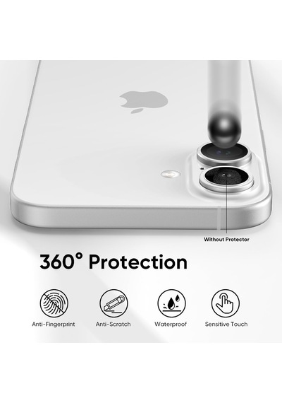 Apple Uyumlu iPhone 16 Plus Raze Metal Kamera Lens Koruyucu Beyaz