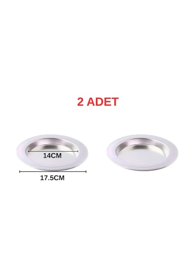 Albergio 2 Adet Alüminyum Künefe Tabağı 14 Cm İç Çap 17,5 Cm Dış Çap Künefe Tepsisi Gri Diğer