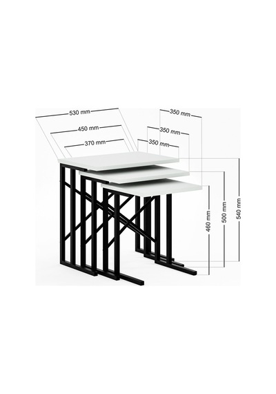 Zg2 Metal Ayaklı Zigon Sehpa - Beyaz Zg2-beyaz