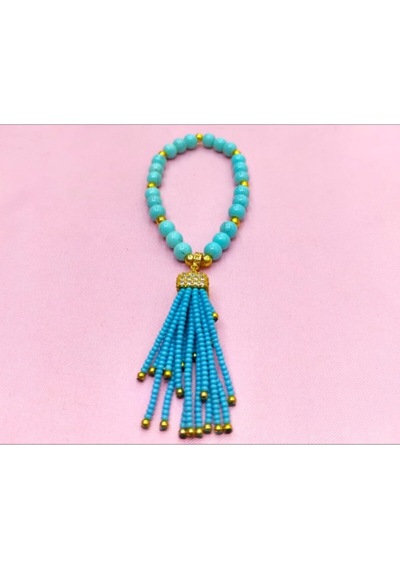 Oriental Kuyumculuk Jewellery Kadın Firuze Taşlı Püsküllü Bileklik Turkuaz