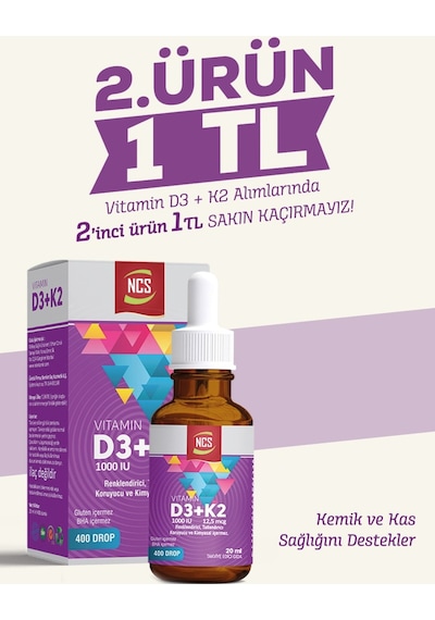 Vitamin D3 + K2 Damla 20 Ml