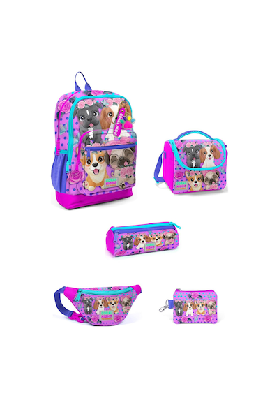 Kids Mor Pembe Anime Kedi Desenli 5'li Okul Çanta Seti 5set23753