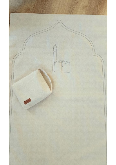 Sade Seccade Çantalı Naturel Düz 70x115 Camii Nakış Çantalı Bej - Krem