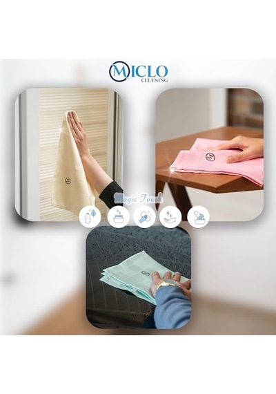Mıclo Cleanıng Mikrofiber Temizlik Bezi 3'lü Set Sihirli Bez Cam, Ayna Bezi Soft Seri 30x40 Açık Bej