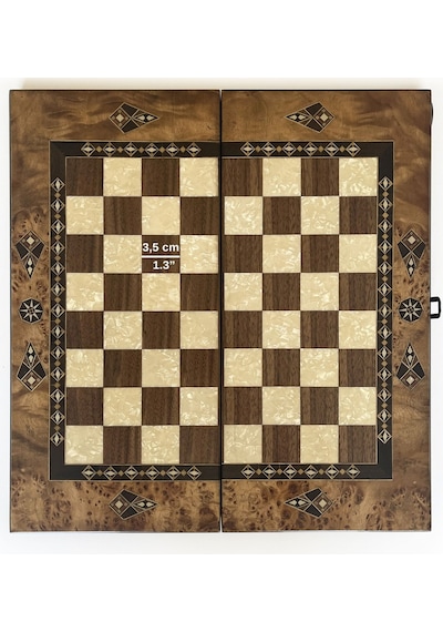 Helena Wood Art Klasik El Yapımı Ahşap Tavla Seti Orta Boy