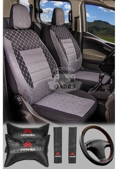 Citroen Berlingo Fitilli Koltuk Kılıfı Boyun Yastığı Kemer Konf