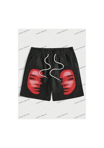 Tarzsokak Y2k Unisex Yaz Şort Bermuda Harajuka Anime Retro Kod-11545 Siyah Tarzsokak Y2k Unisex Yaz Şort Bermuda Harajuka Anime Retro Kod-11545 Siyah