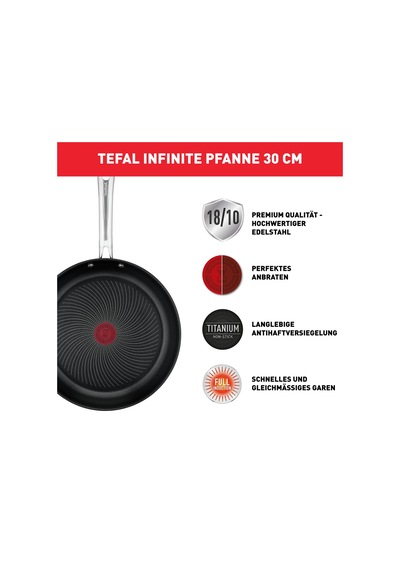 Tefal Infinite İndüksiyonlu Tava 30 Cm, Yapışmaz Kaplamalı Kızartma Tavası, İdeal Kızartma Sıcaklığında Termal Sinyal, Temizlemesi Kolay, Her Tür Sobaya Uygun, Birinci Sınıf Paslanmaz Çelik, H81507 Siyah Tefal Infinite İndüksiyonlu Tava 30 Cm, Yapışmaz Kaplamalı Kızartma Tavası, İdeal Kızartma Sıcaklığında Termal Sinyal, Temizlemesi Kolay, Her Tür Sobaya Uygun, Birinci Sınıf Paslanmaz Çelik, H81507 Siyah