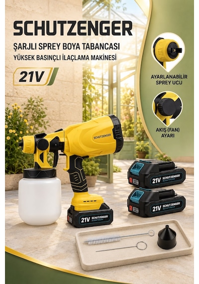 W400v Çift Akülü Boya Tabancası Püskürtme İlaçlama Da Kullanılır Yüksek Basınçlı Duvar Bahçe Boyalama Sarı Pro Seri