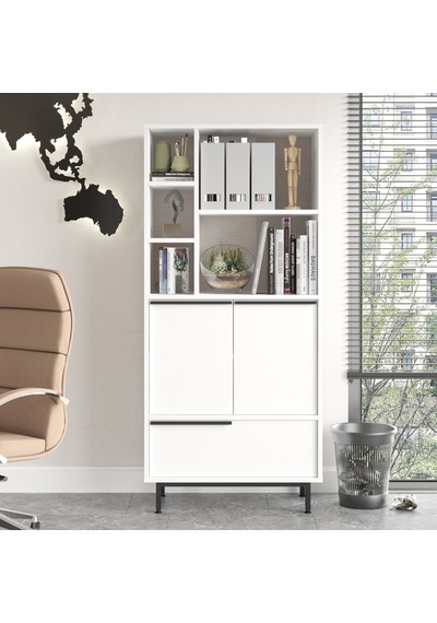 Robin Home Lidya Ofis Klasör Dolabı Kitaplık 3 Kapaklı Metal Ayak